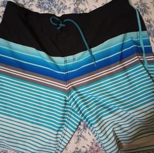 Men's Blue Striped Swim Trunks/Board Shorts XL